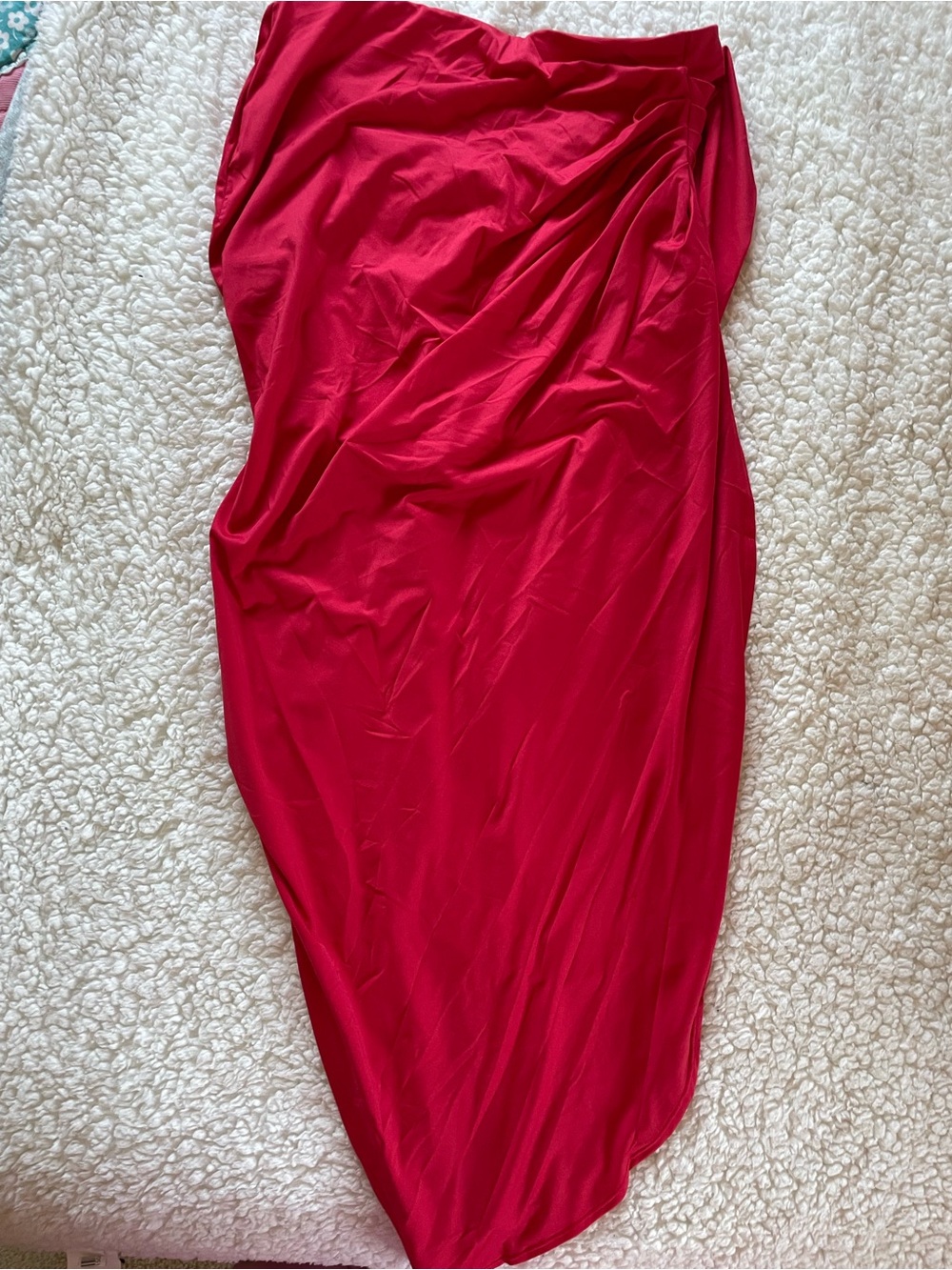 HALARA Red Asymmetrical Draped Skirt with built in liner